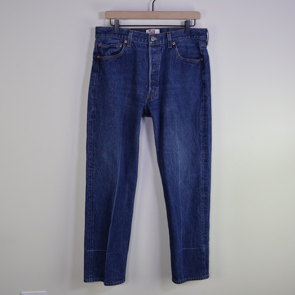 Levi's Other - 2008‎ Levis 501 Original Straight Leg Jeans 36x34 Blue Denim Button Fly